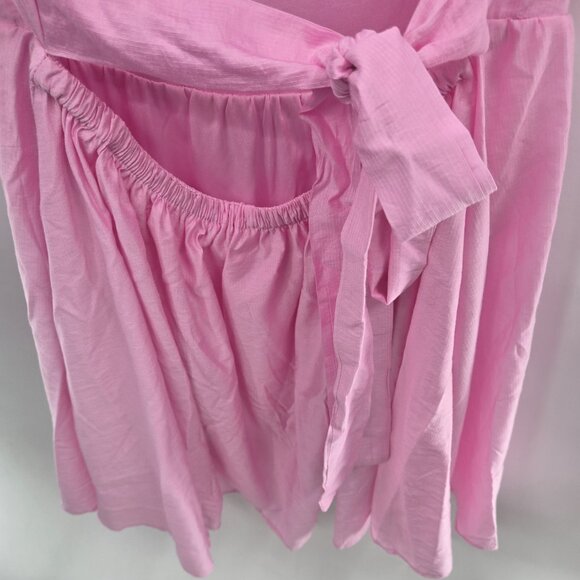 Blu Pepper Pink Feminine Open Back Tie Fairy Puff Sleeve Large - Picture 7 of 15